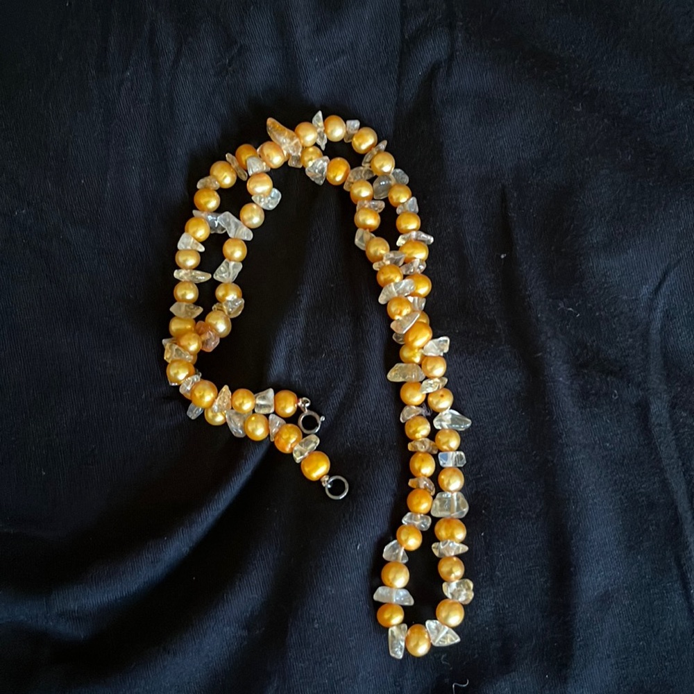 Yellow pearl necklace